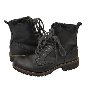 ECCO Elaine Lace Black Leather Boots Women's Size 37EU (6-6.5 US)